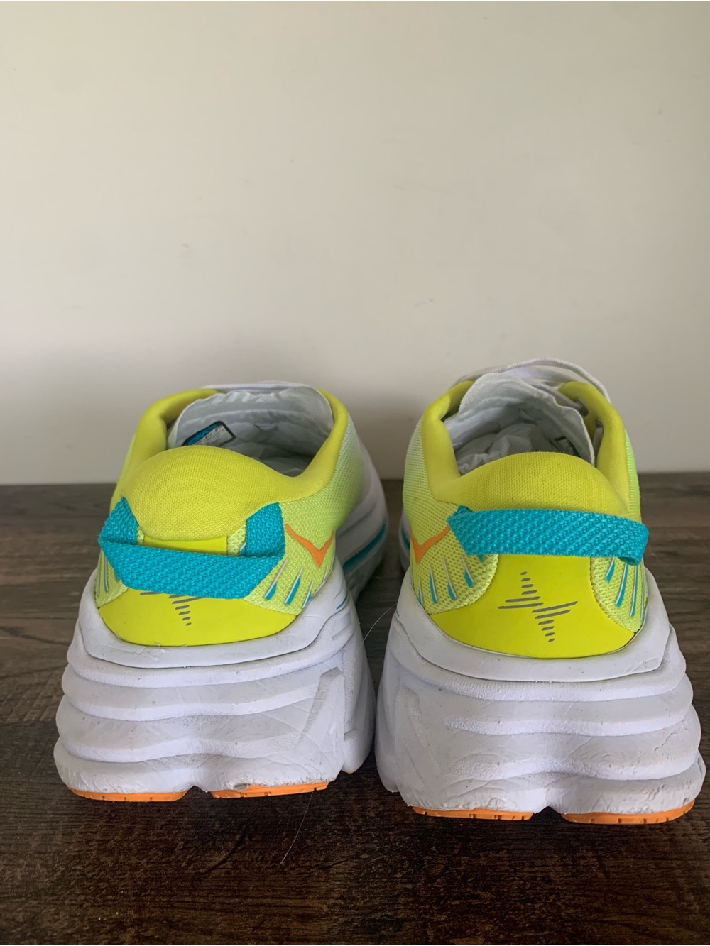 Hoka One Bondi X White Yellow Running Shoes Men's Sz 10.5 B - Picture 9 of 11